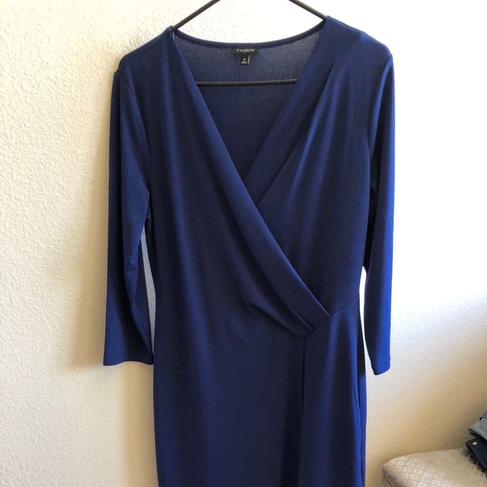 Talbots faux wrap stretch work dress